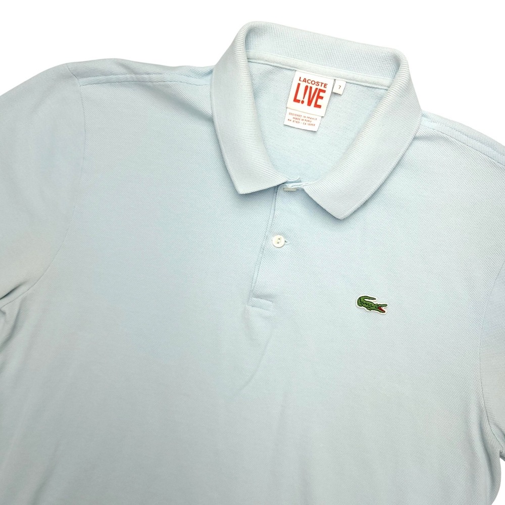 Lacoste L!VE Polo Shirt Mens 2XL Blue Solid Cotton Logo Casual Top Short Sleeve
